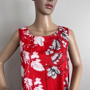 Vince Camuto Women’s Red Floral Print Round-Neck Dress size M